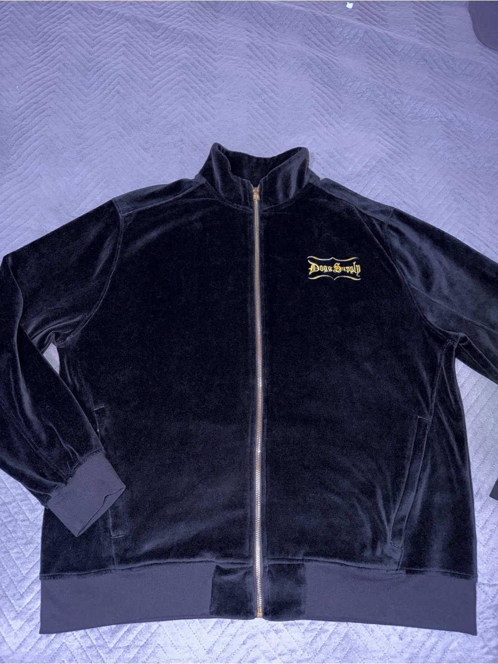 Men's Dogg Supply by Snoop Dogg Velour Track Jacket XL Black Gold